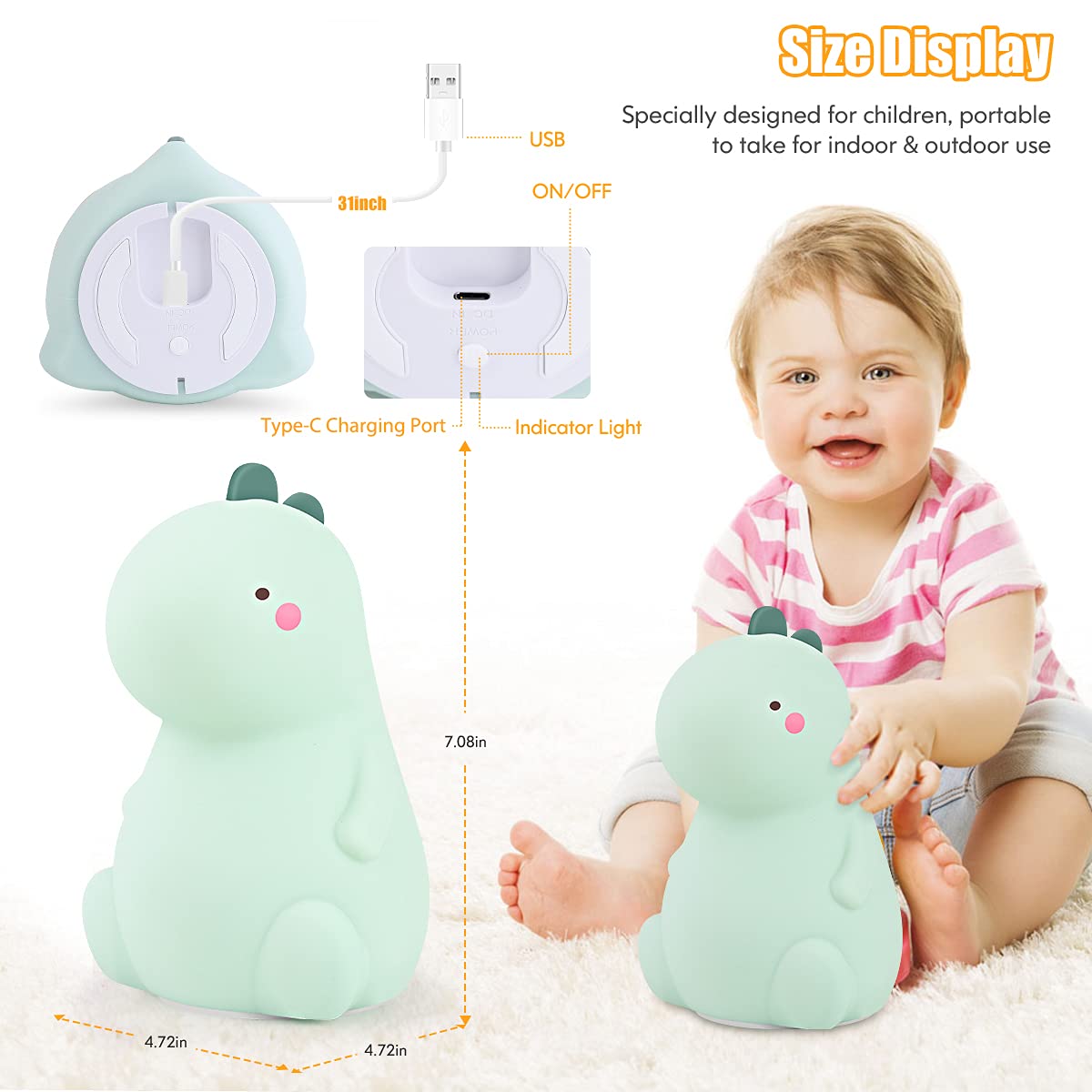 VSATEN Dinosaur Night Light adds playful decor to kids' rooms while providing comforting light.