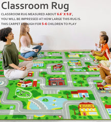 VSIWB kids carpet playmat city map detail showing roads for imaginative play.