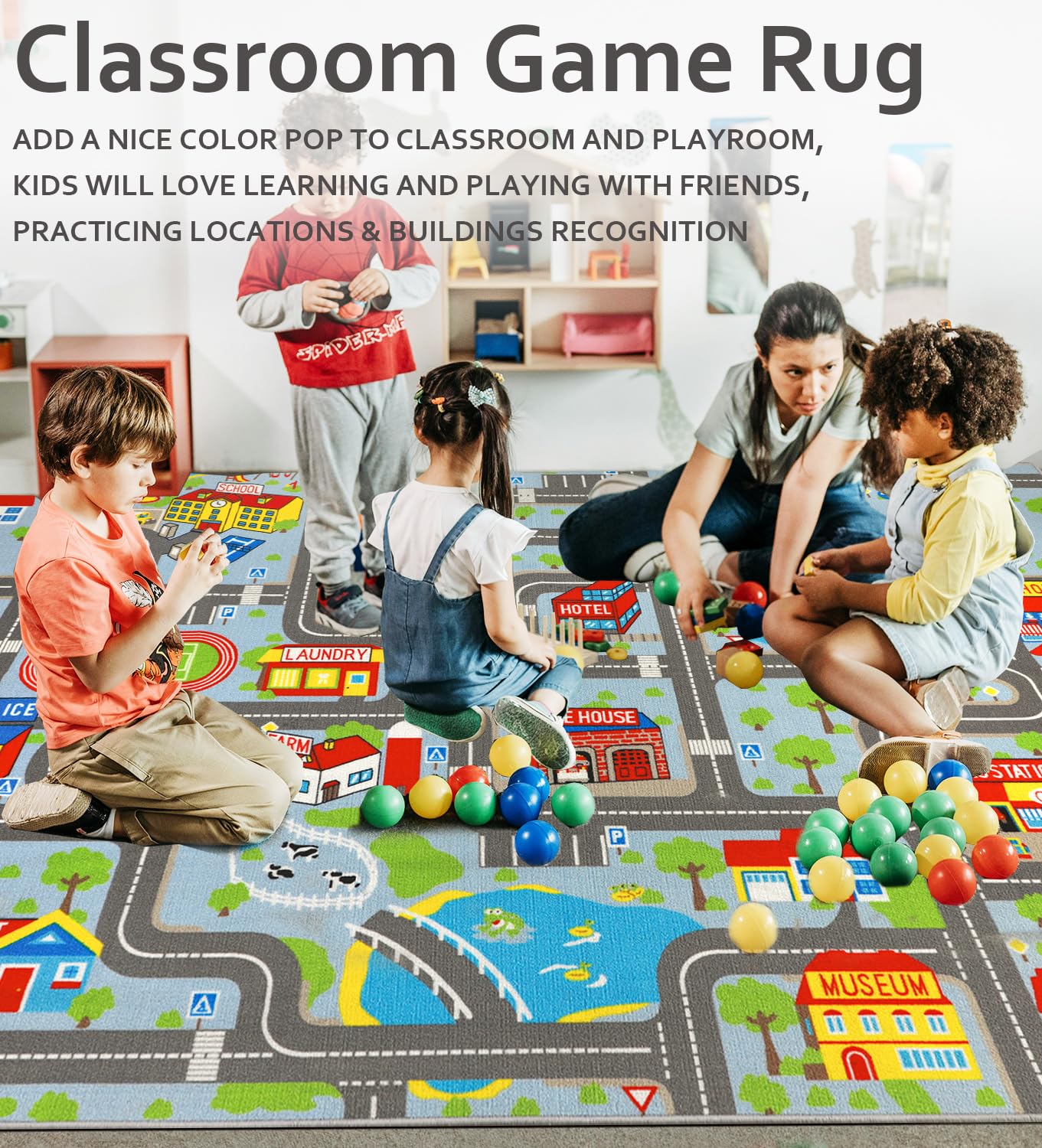 VSIWB Sky-blue play rug brightens a bedroom or playroom