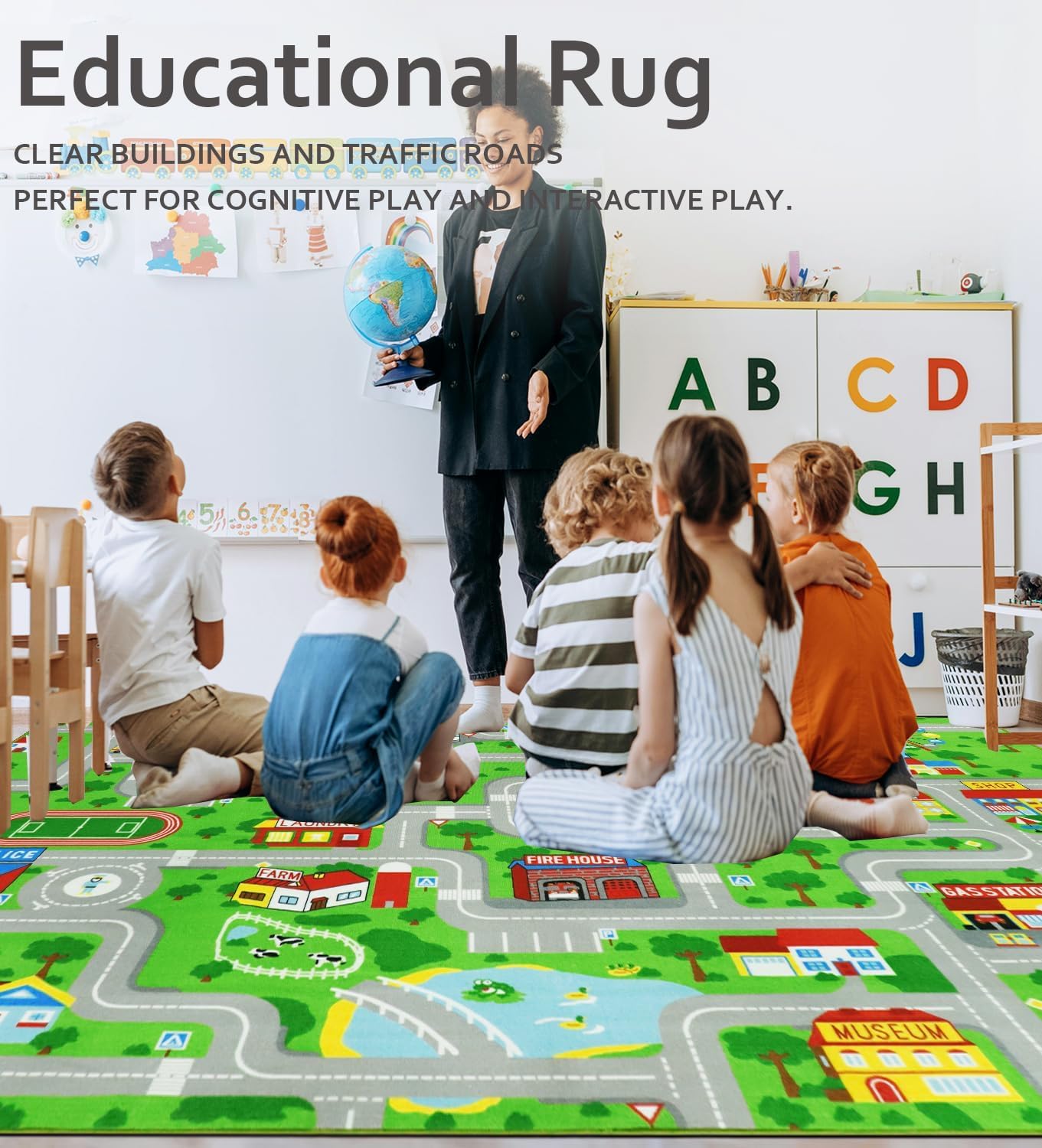 VSIWB kids carpet playmat washable and durable for easy cleaning.