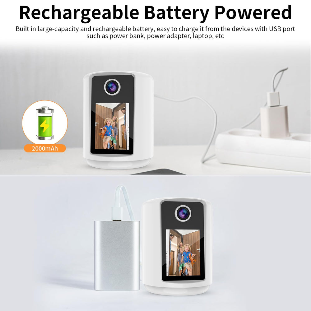 VSTARCAM battery-powered unit with warm night light for flexible placement.