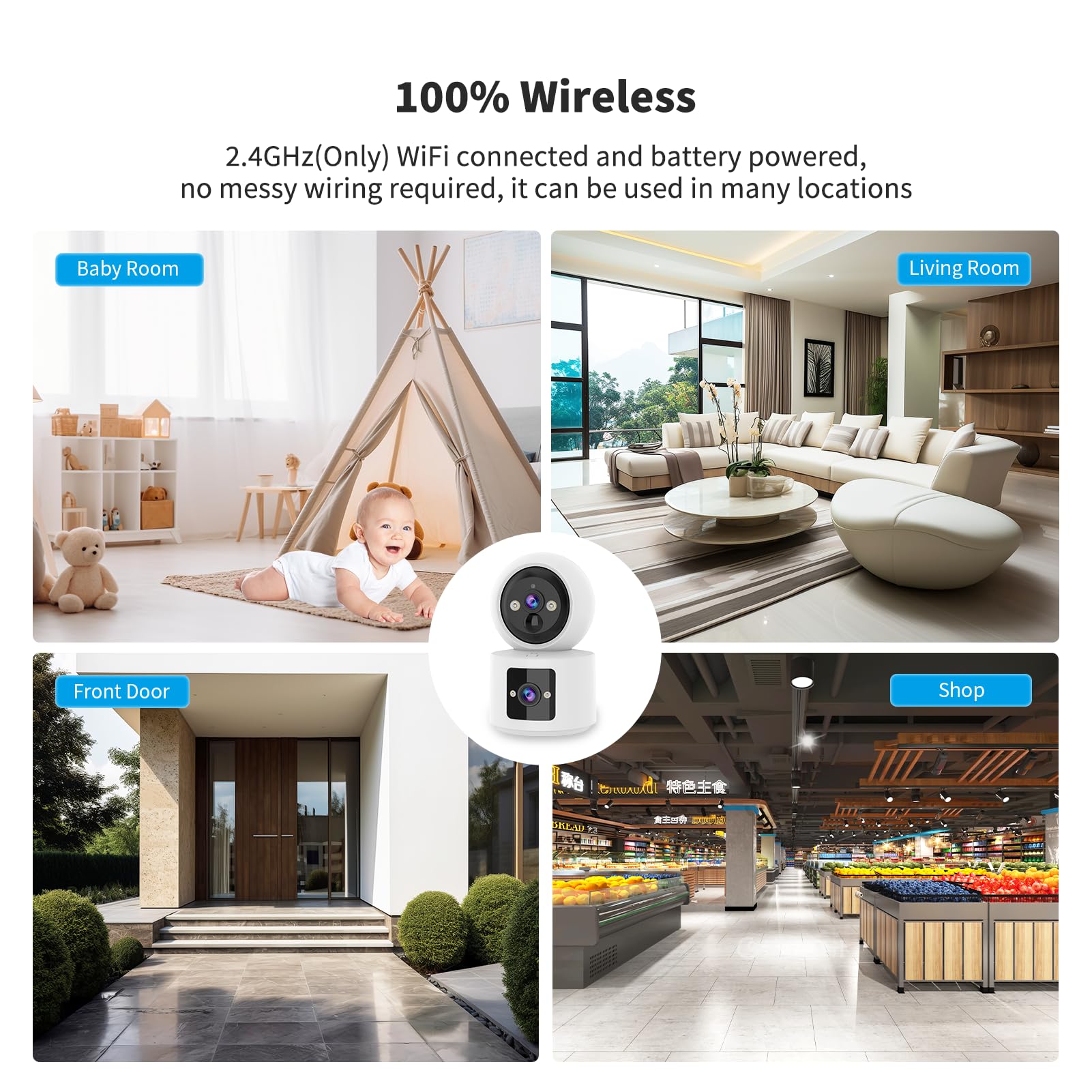 VSTARCAM indoor battery-powered design offers flexible placement options.