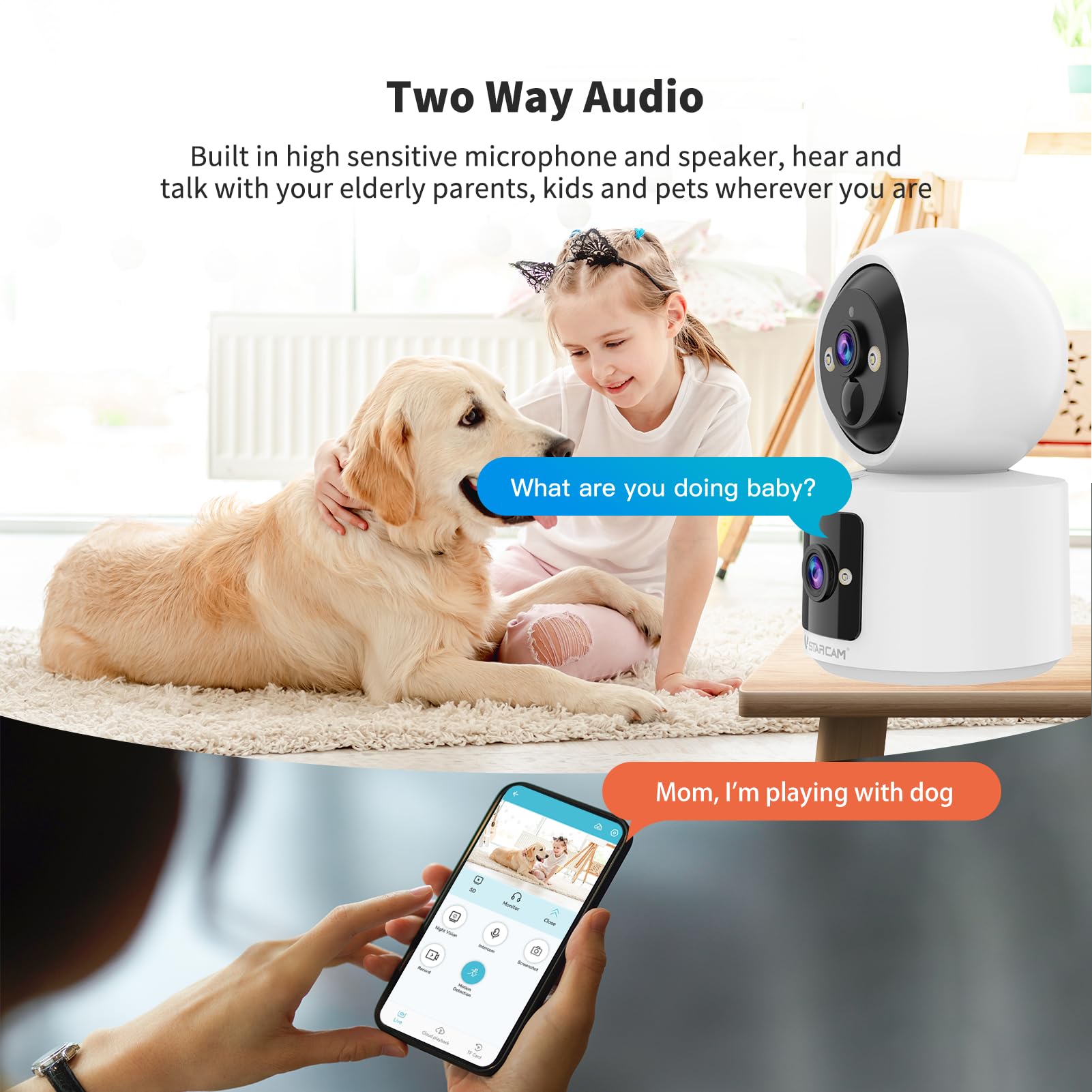 VSTARCAM pet/baby monitor supports real-time monitoring and alerts.