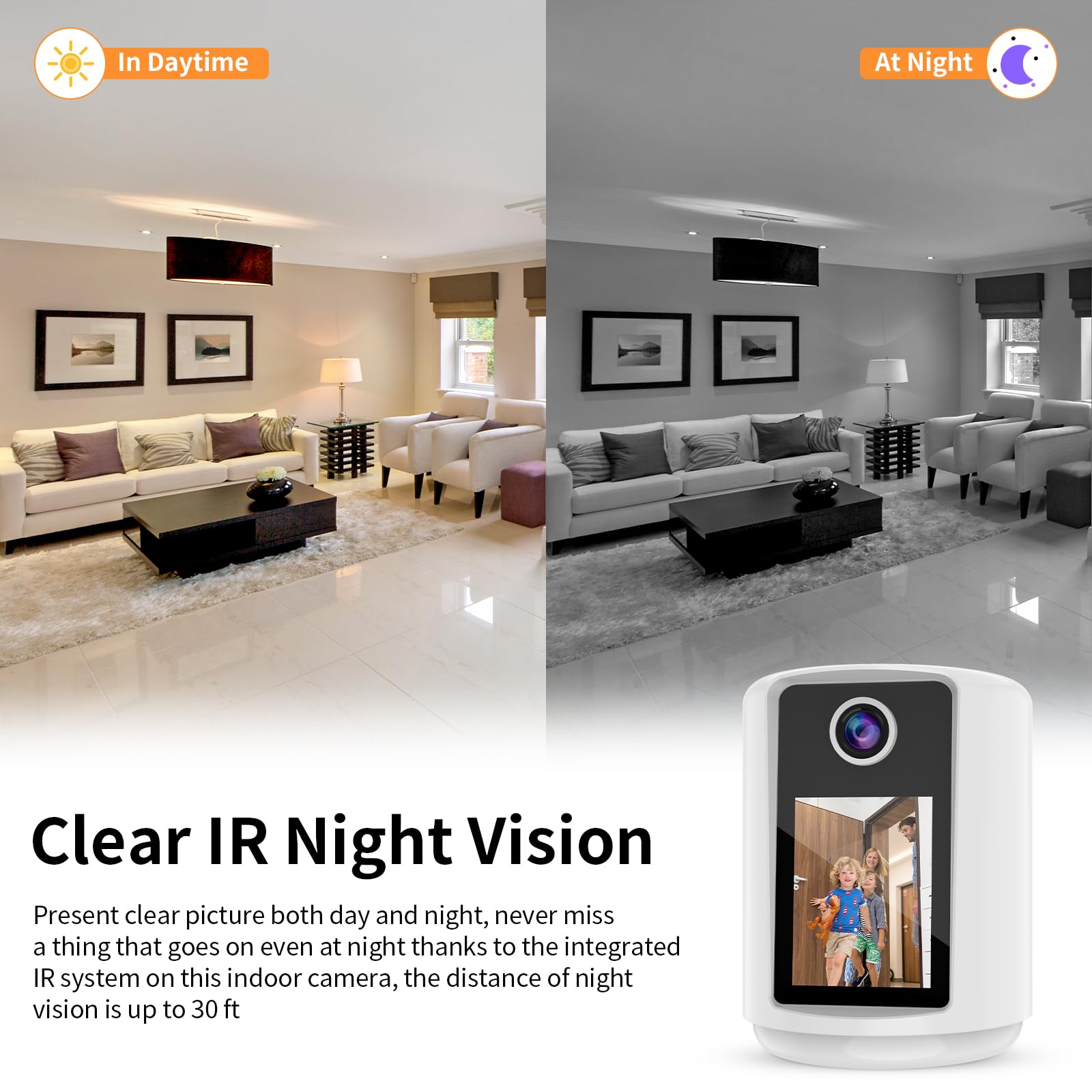 VSTARCAM warm light night lamp doubles as gentle night glow.