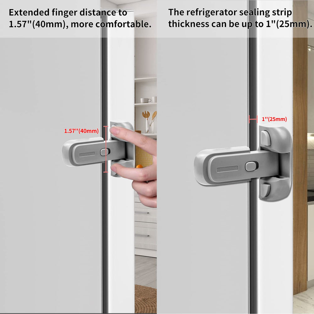 VSTM Fridge Lock fitted to a thick sealing strip shows broad fridge compatibility