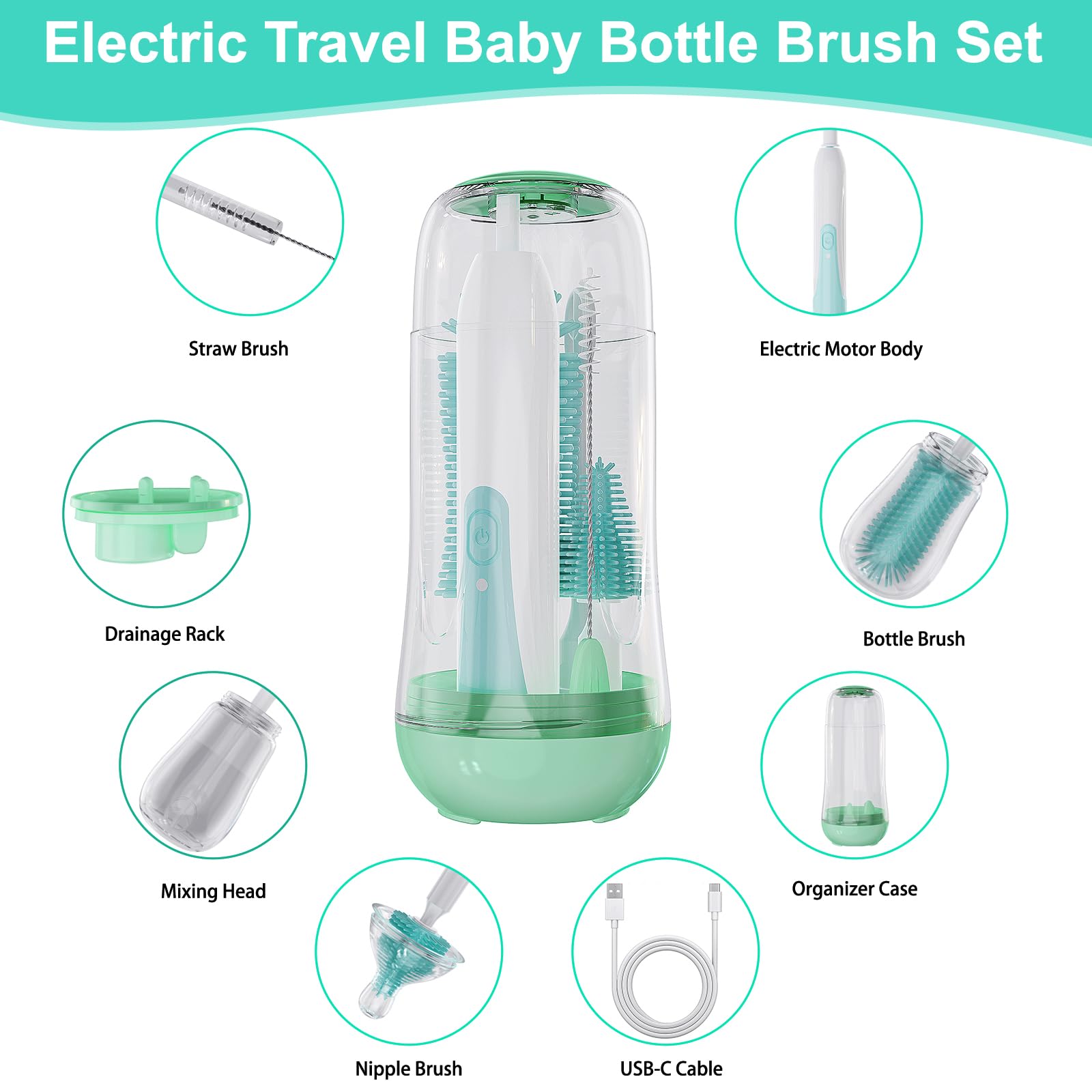 VSTM silicone brush head close-up highlighting safe, gentle bottle cleaning