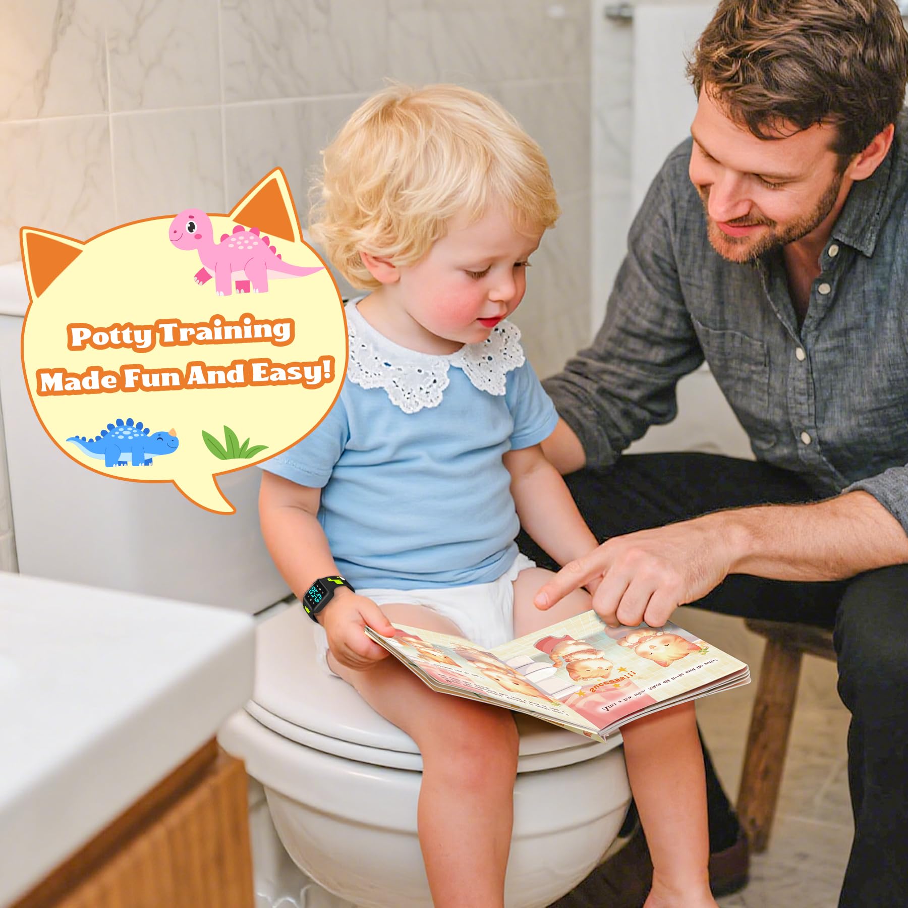 VTAIGE potty training book colorful pages guiding when to go and how to sit.