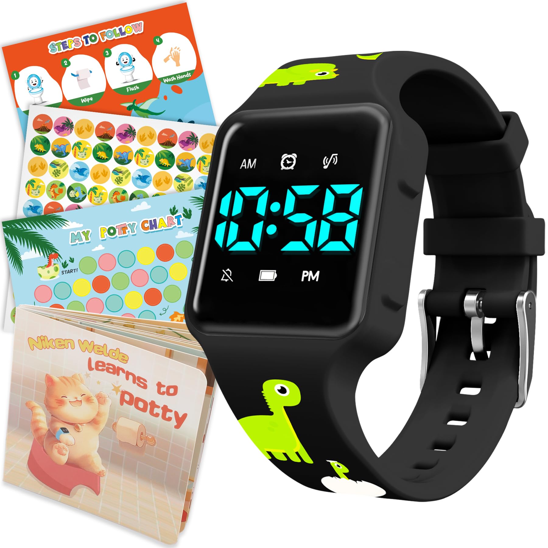 VTAIGE toddler potty watch front view with kid-friendly design and gentle alerts for toilet training.