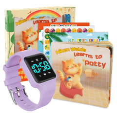 VTAIGE toddler watch on a child’s wrist promotes independent potty learning.