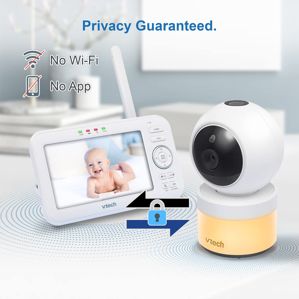 VTech VM5463-2 remote pan tilt zoom enables full nursery exploration from the parent unit