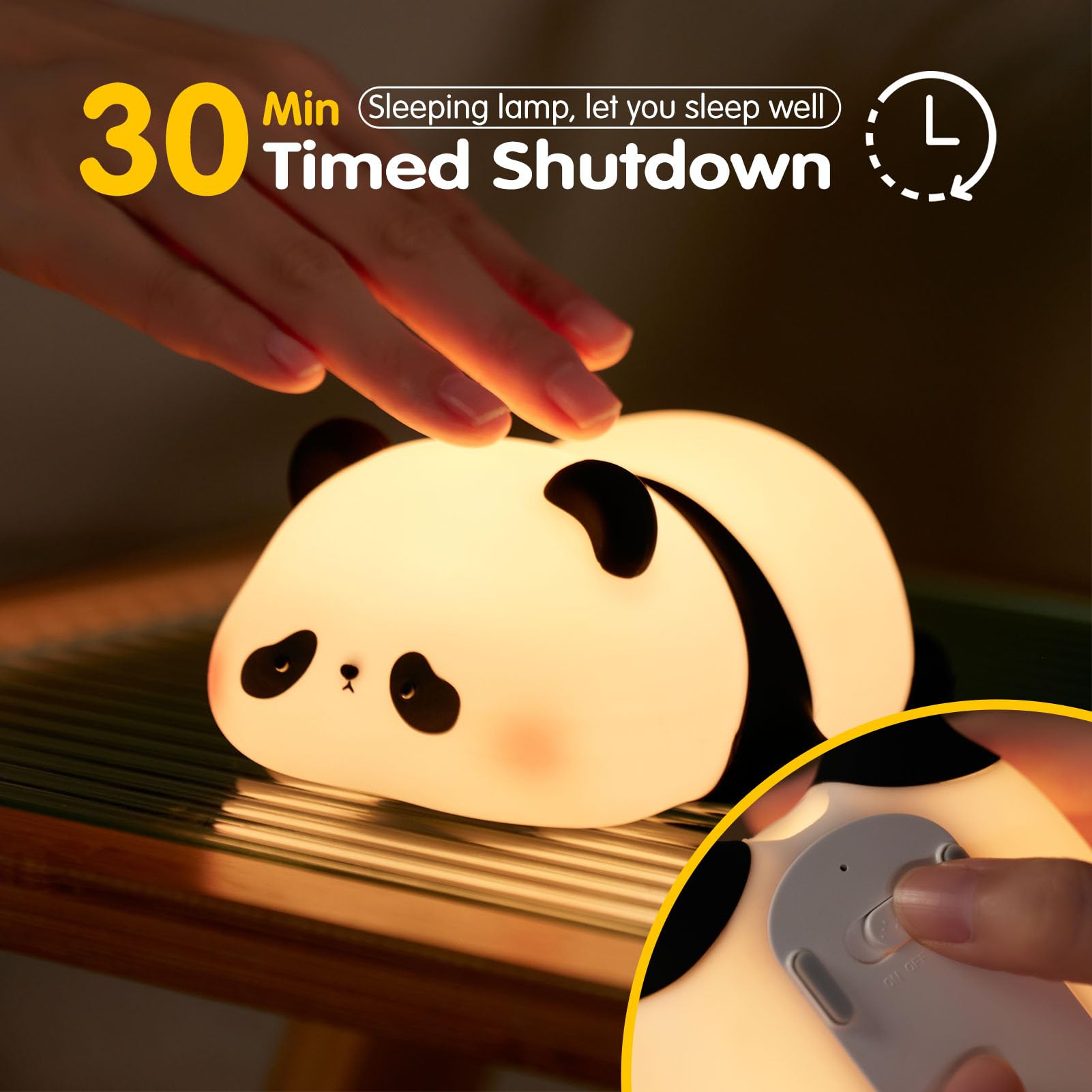 VTIGER Panda Night Light compact size fits small nurseries and diaper-change areas.