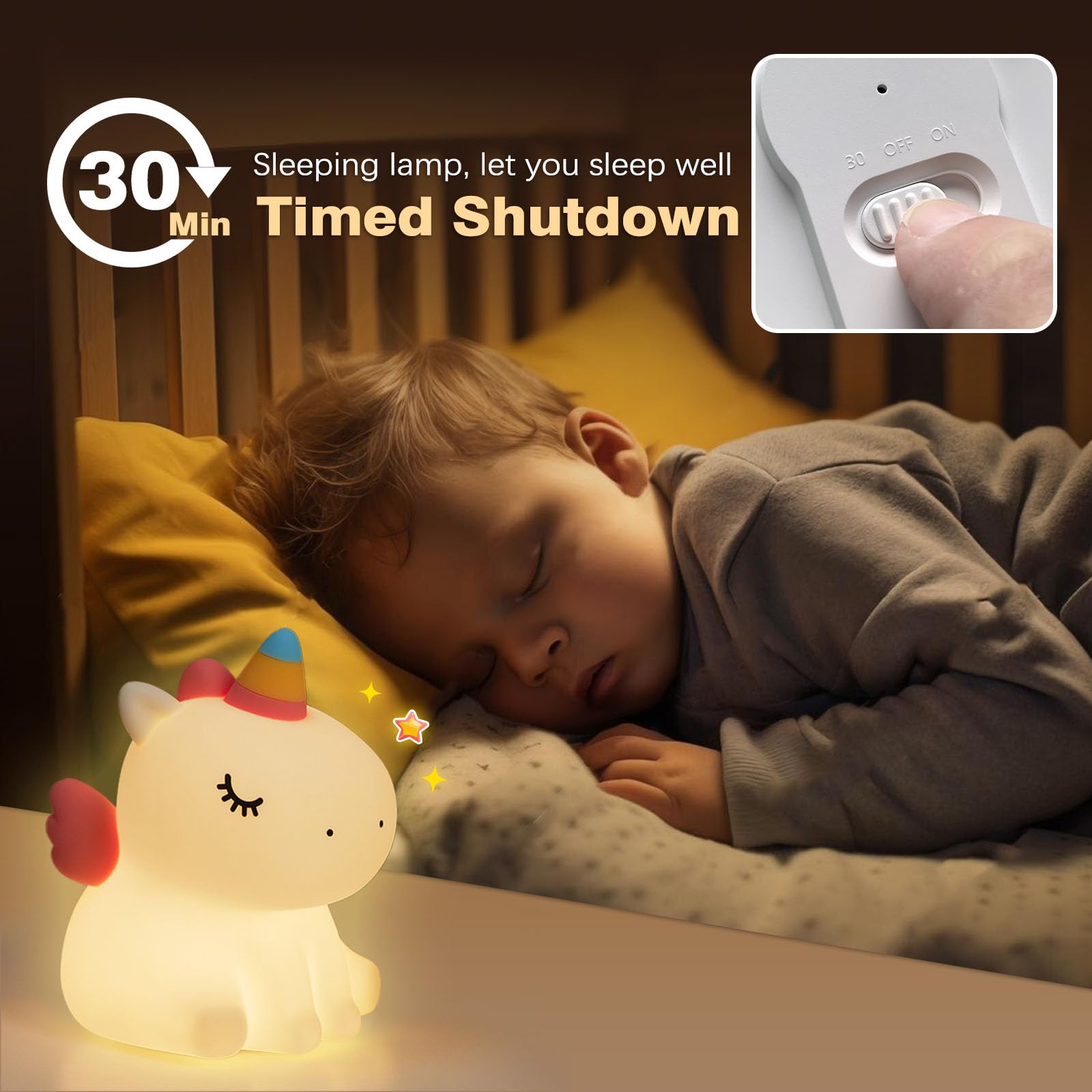 VTIGER Unicorn Night Light enhances a girl's room with cozy decor