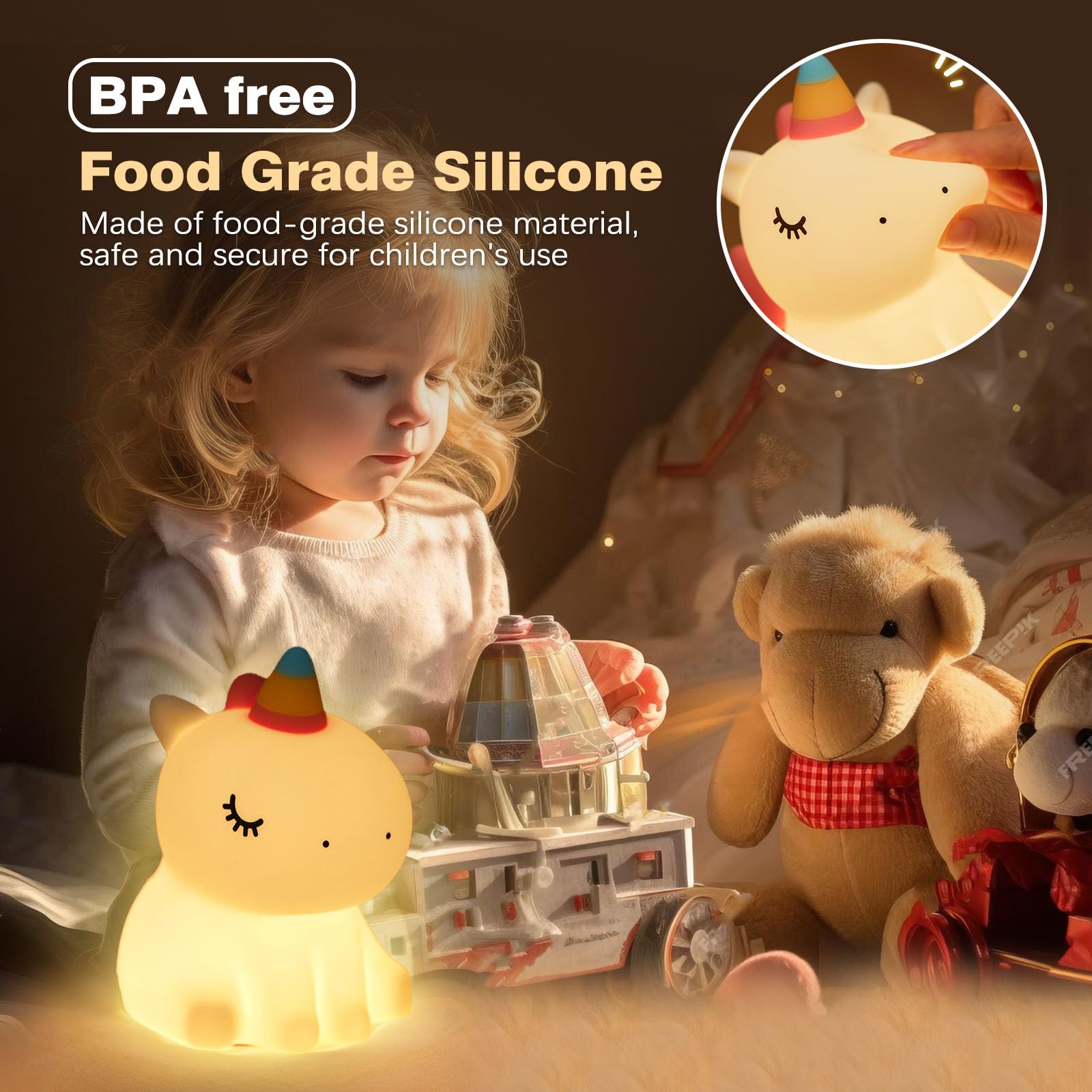 VTIGER Unicorn Night Light demonstrates adjustable brightness for different tasks