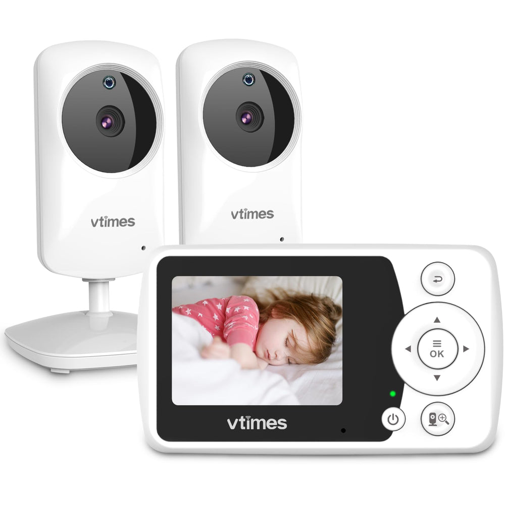 VTimes baby monitor two cameras front view provides a clear private feed for peace of mind.