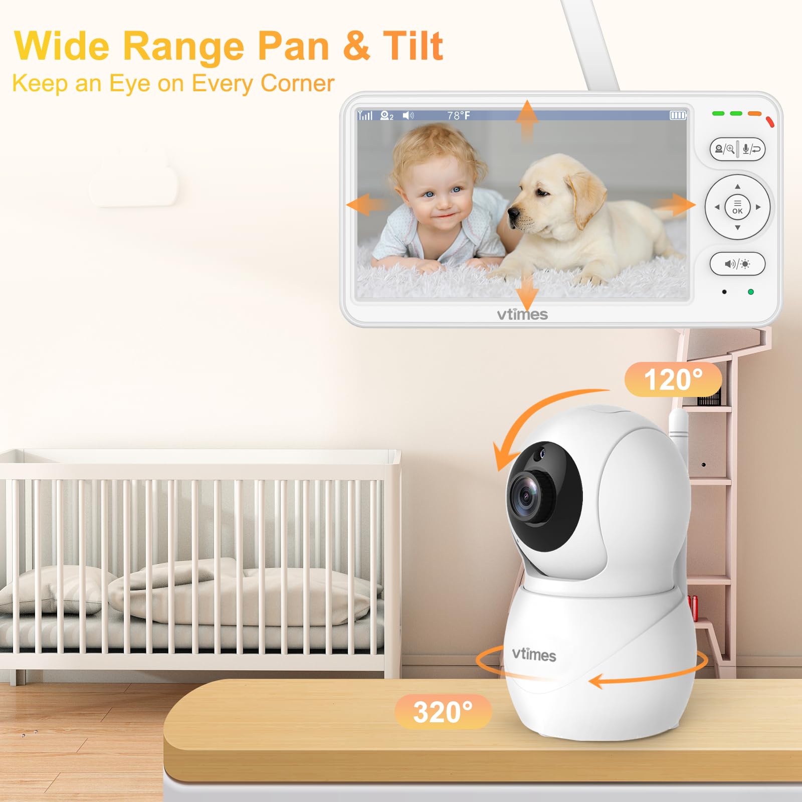 VTimes night vision helps you check baby in low light.