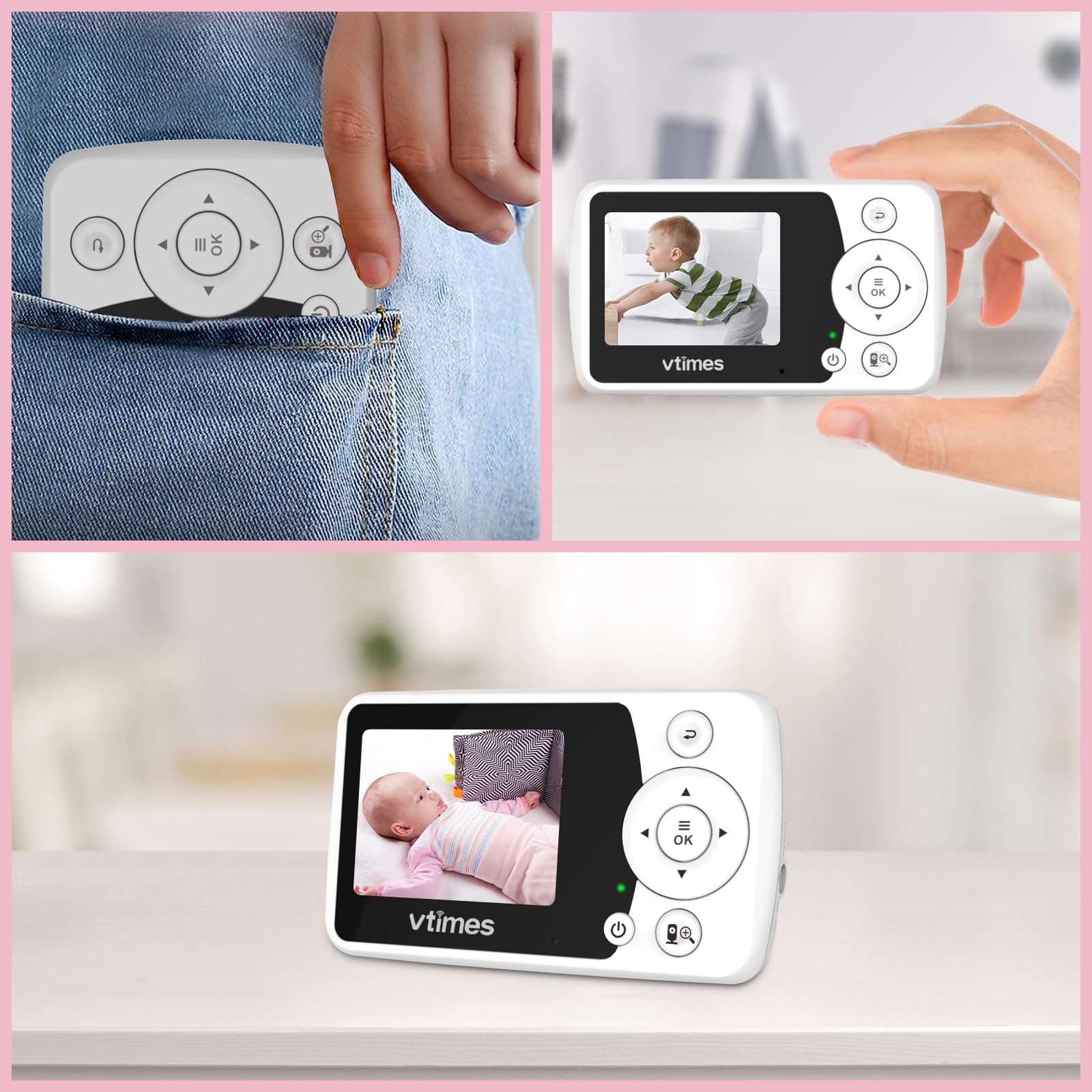 VTTimes Baby Monitor: room temperature readout helps monitor nursery climate.