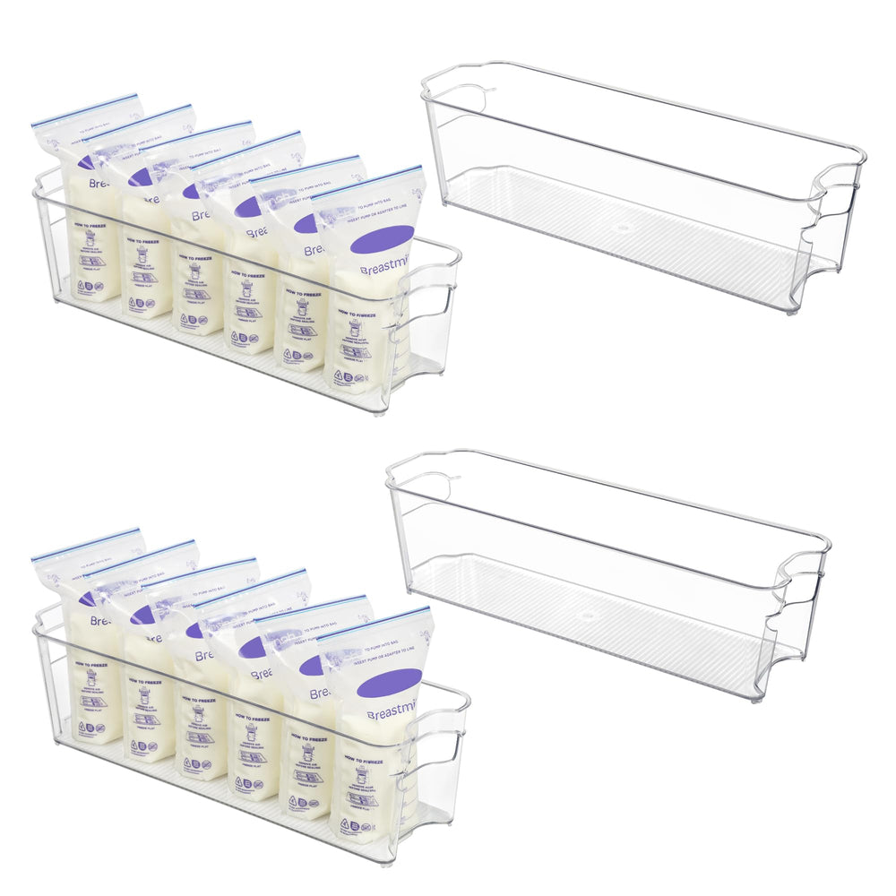 Vtopmart breastmilk storage container set front view showing compact fridge organizer