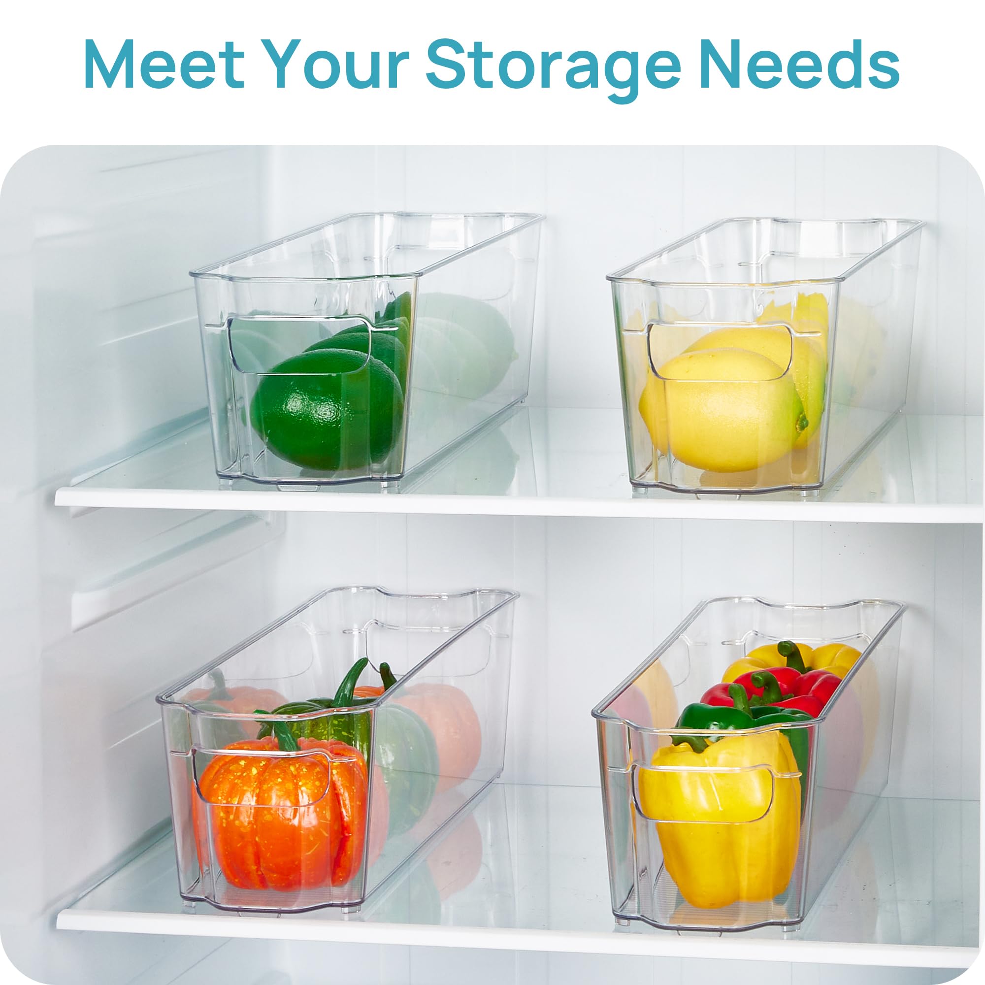 Vtopmart fridge/freezer bins stacked to show space optimization