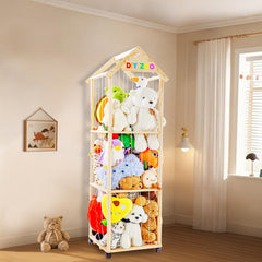 VTSHENY stuffed animal storage wood zoo display showcases plush toys while saving floor space.