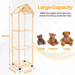 VTSHENY three-tier plush toy organizer keeps collections tidy and accessible.