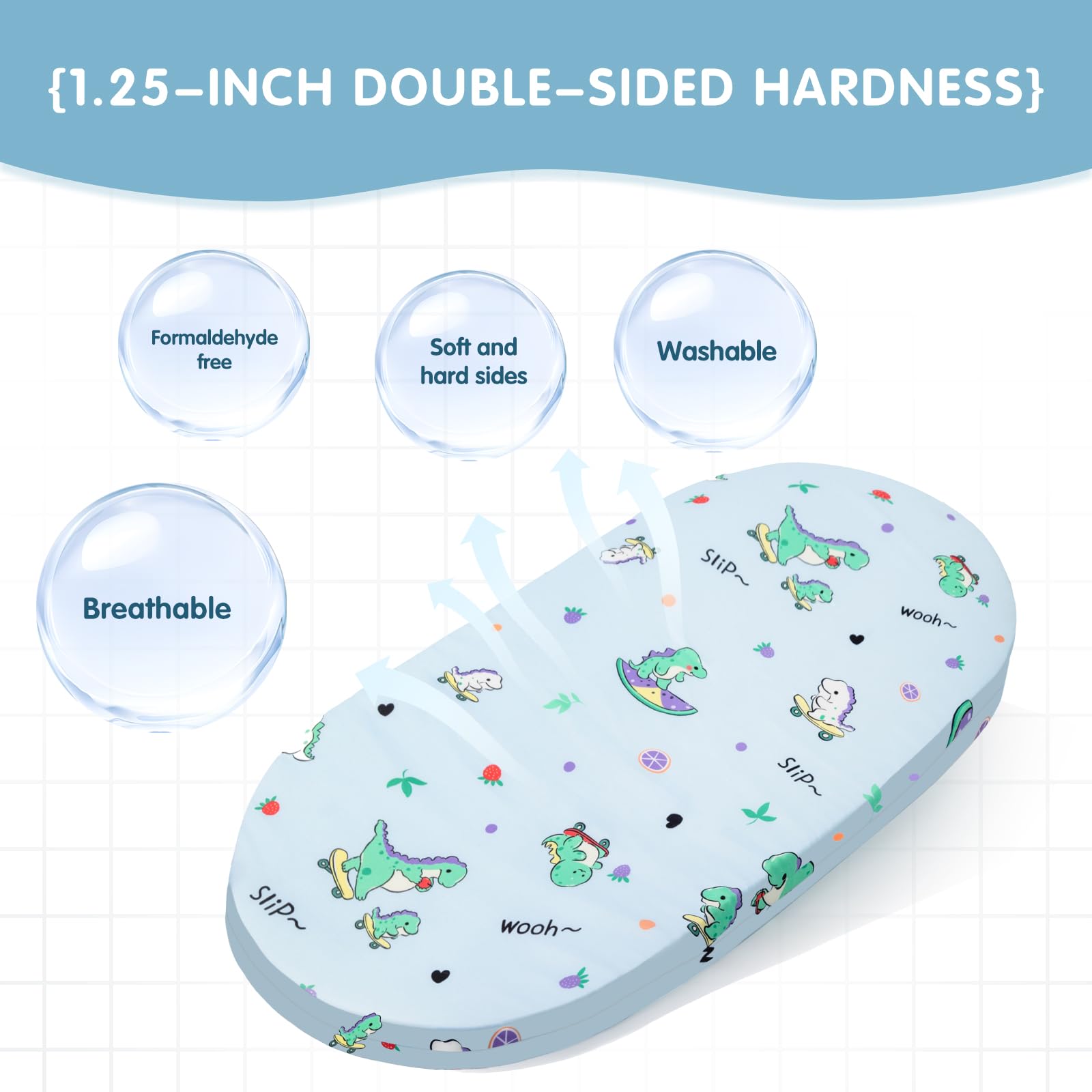 VUCWS quiet anti-disturbance foam minimizes noise for peaceful naps.