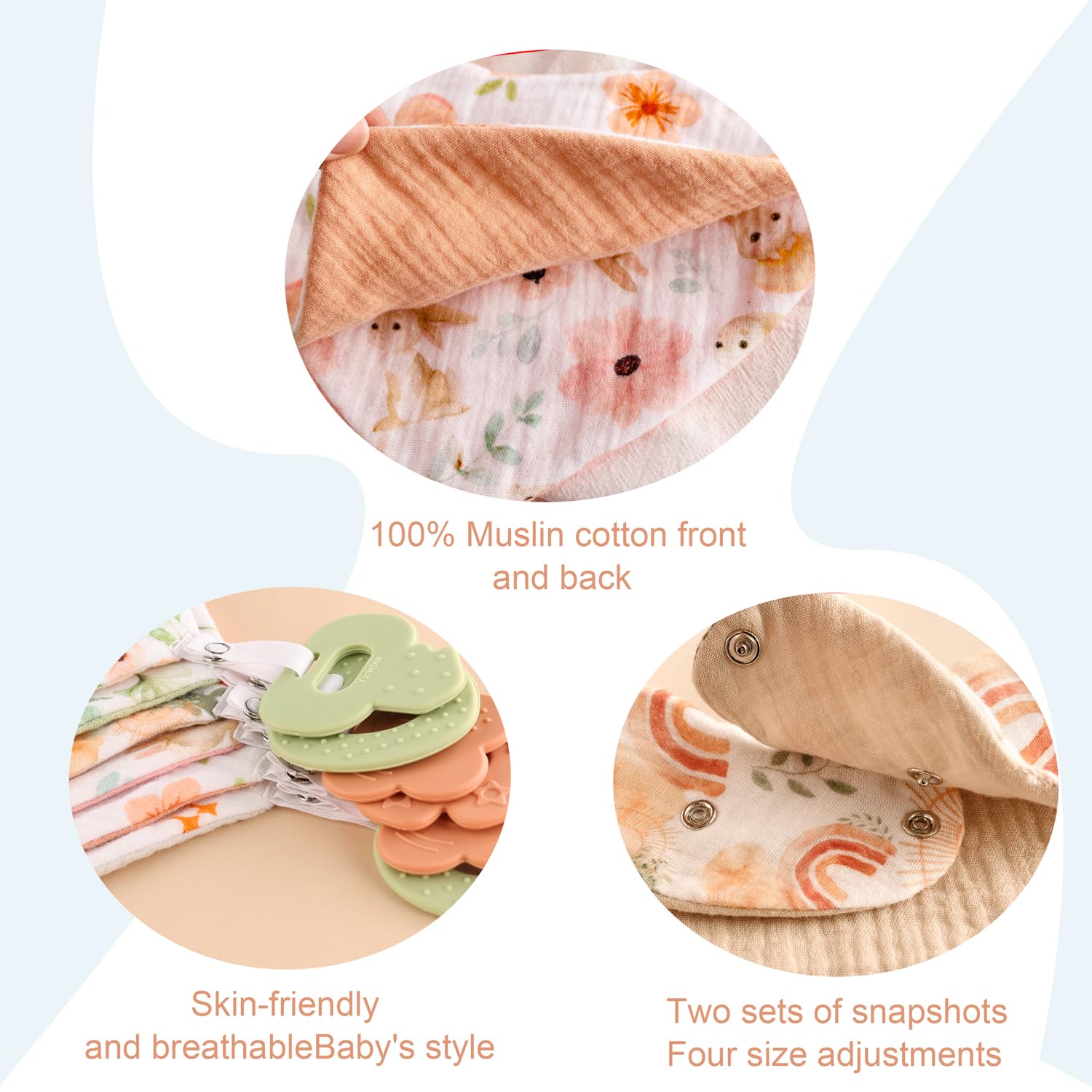 Vuminbox Muslin Bib Soft Materials promote gentle skin comfort