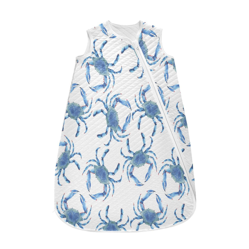 vvfelixl Blue Crabs sleeping bag diaper-change area demonstrates convenient changes.
