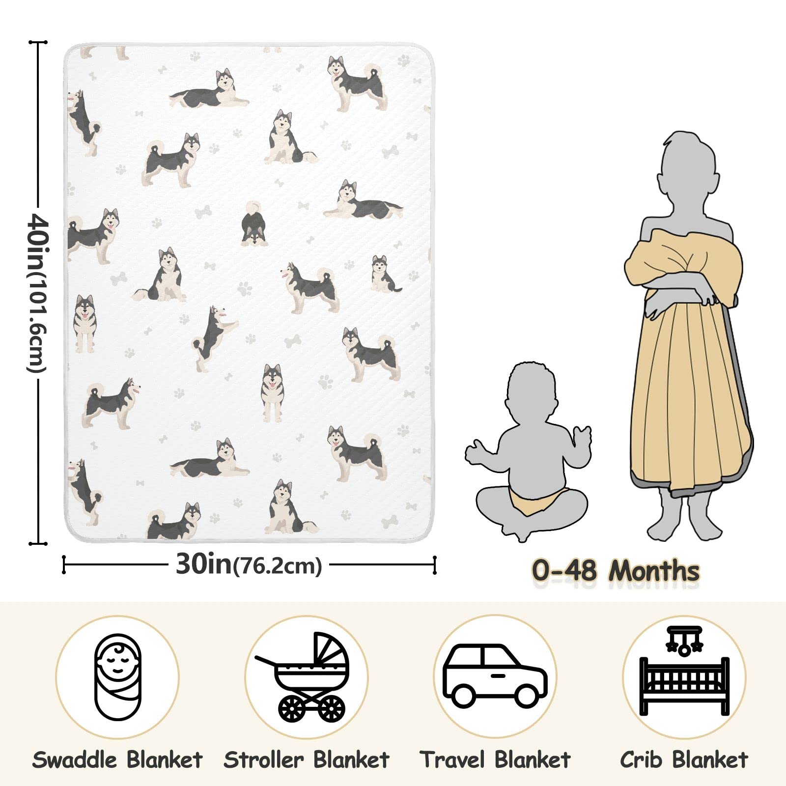 vvfelixl Cotton Dog Swaddle Blanket in stroller for on-the-go warmth