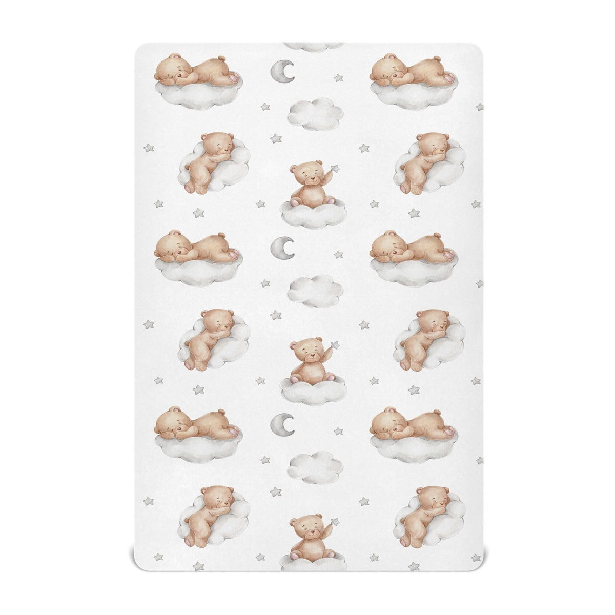 vvfelixl Teddy bears clouds pattern crib sheet fits snugly for cozy naps.