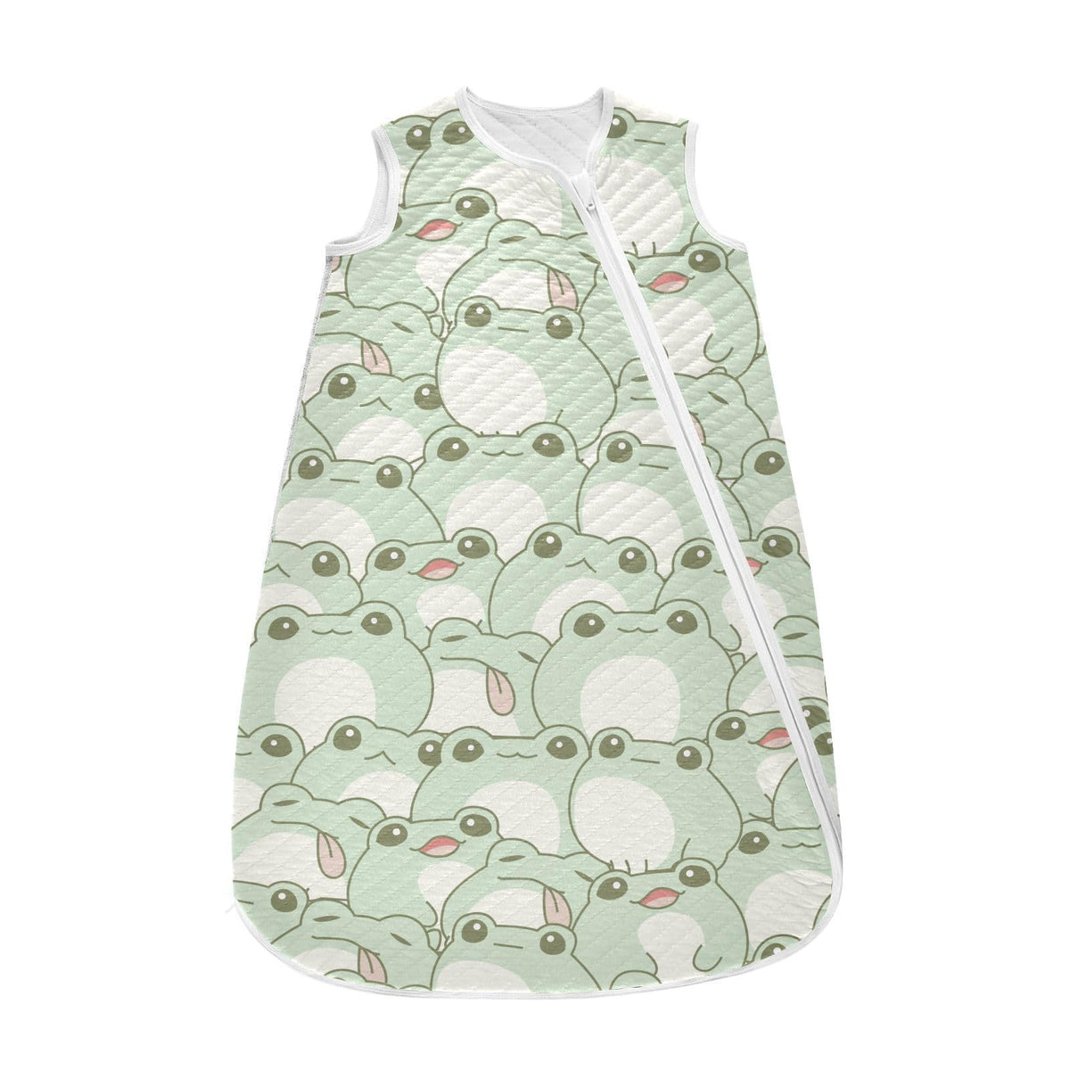 vvfelixl Cute Fat Frog green sleep sack — top view shows cozy cotton exterior for soft sleep.