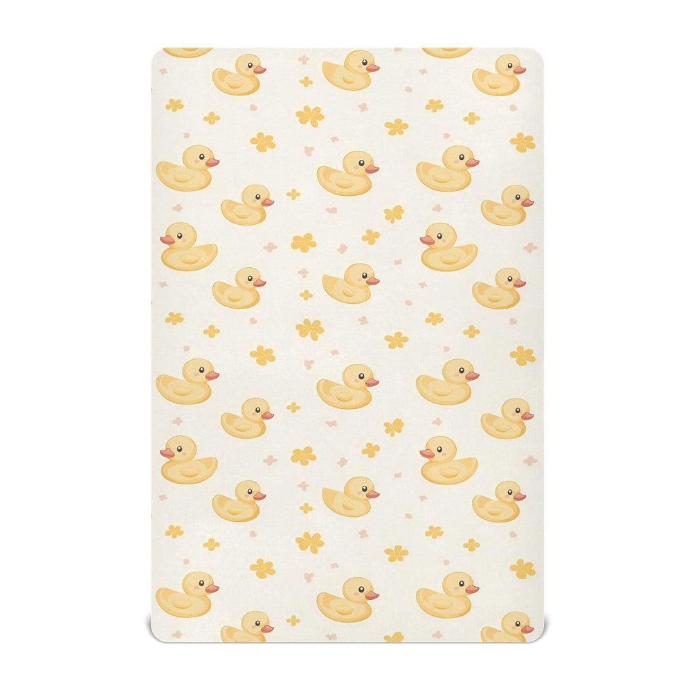 vvfelixl cute yellow rubber ducks crib sheet closeup showing playful nursery pattern
