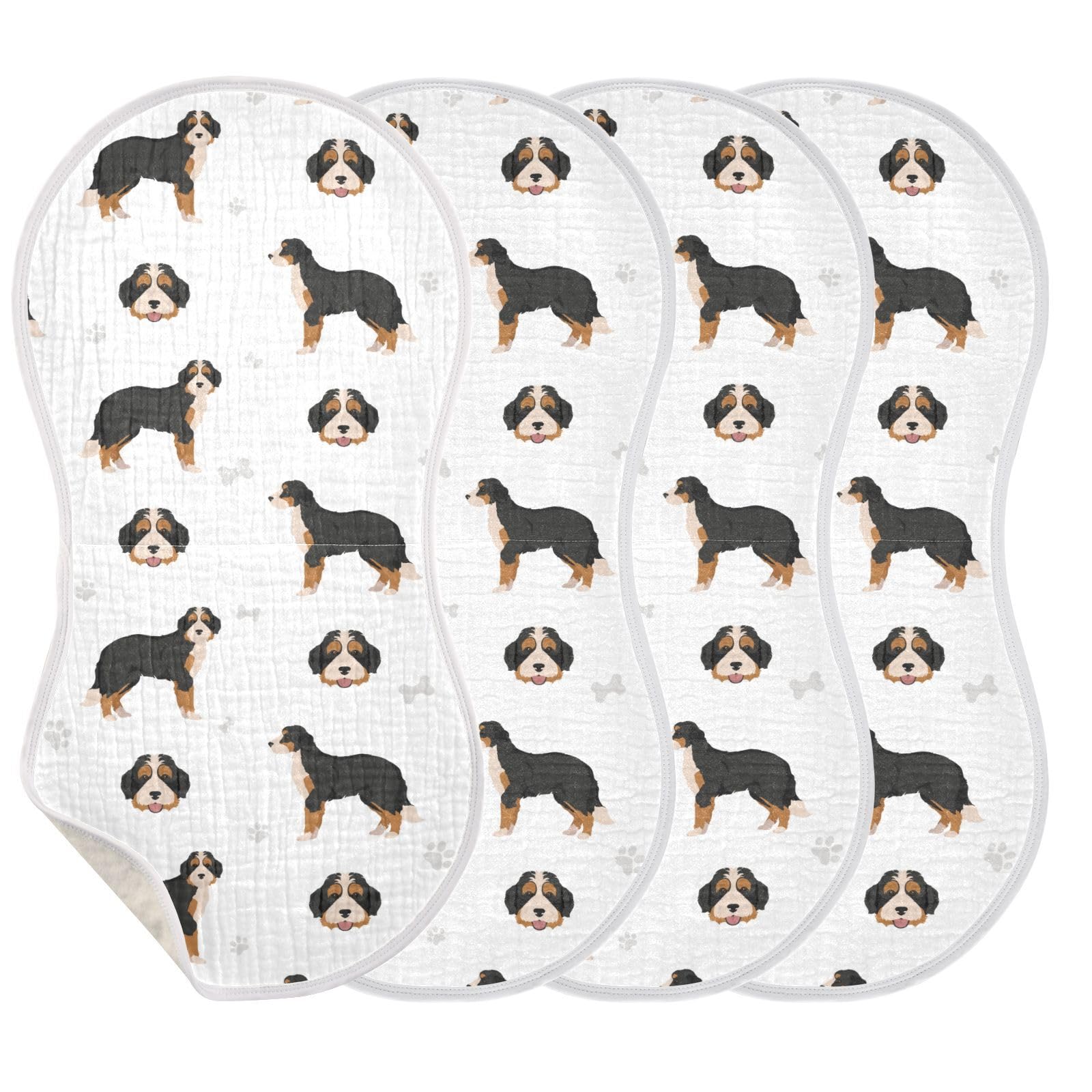 vvfelixl muslin burp cloth features cute Bernedoodle themes for baby's outfits.