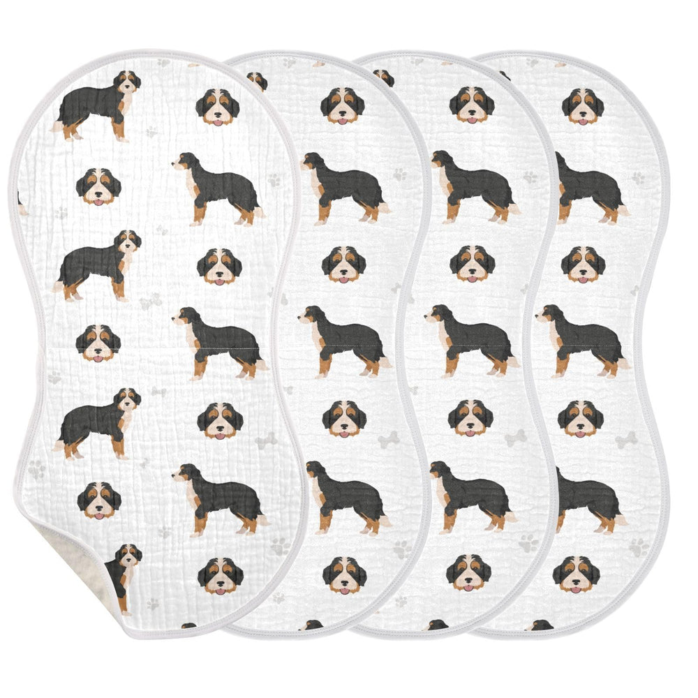 vvfelixl muslin burp cloth features cute Bernedoodle themes for baby's outfits.