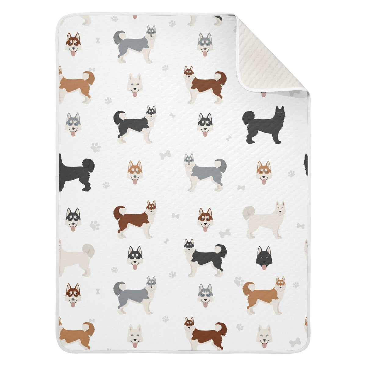 vvfelixl swaddle blanket Siberian Husky dog print close-up for infant comfort