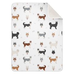 vvfelixl swaddle blanket Siberian Husky dog print close-up for infant comfort