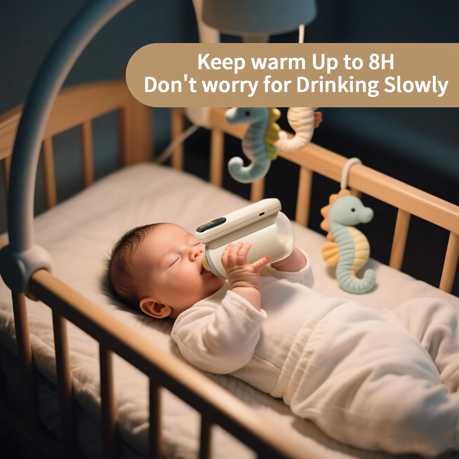 Vvucco portable bottle warmer with bottle compatibility fits standard to wide-neck bottles.