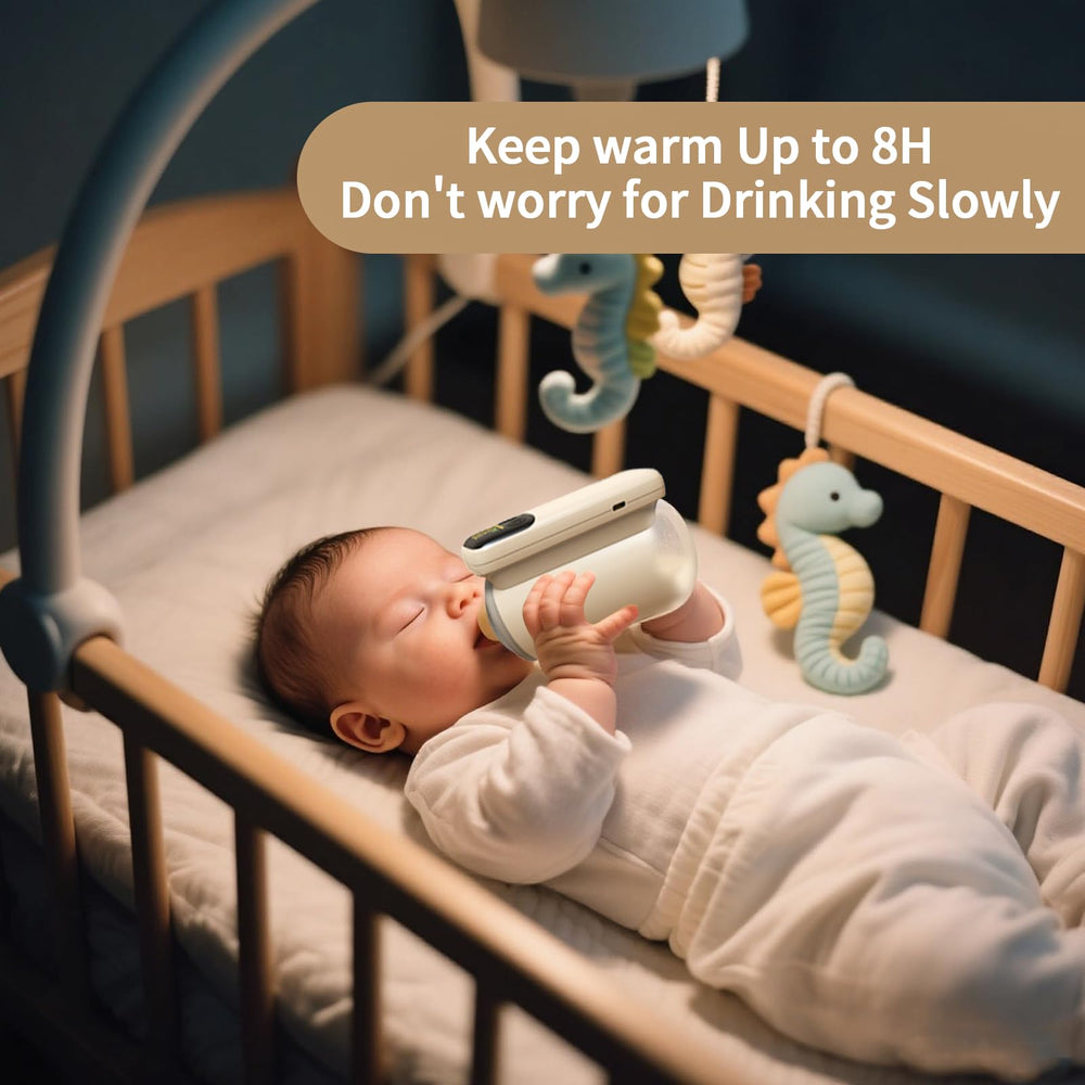 Vvucco portable bottle warmer with bottle compatibility fits standard to wide-neck bottles.
