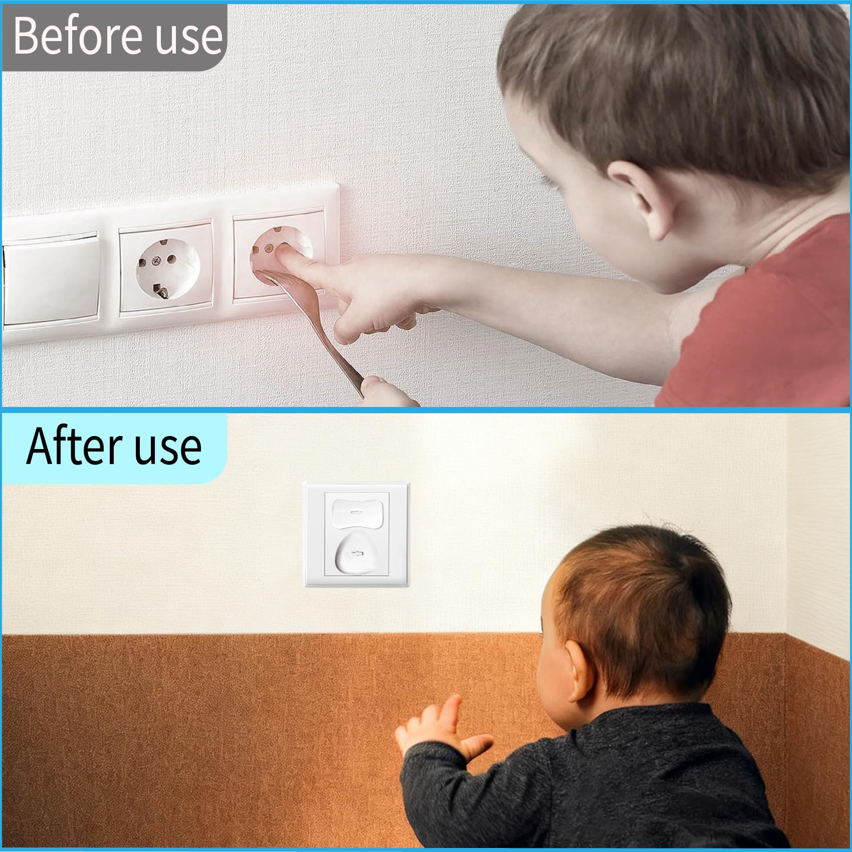 VYNFLICK white socket protectors provide secure protection while maintaining a clean look.