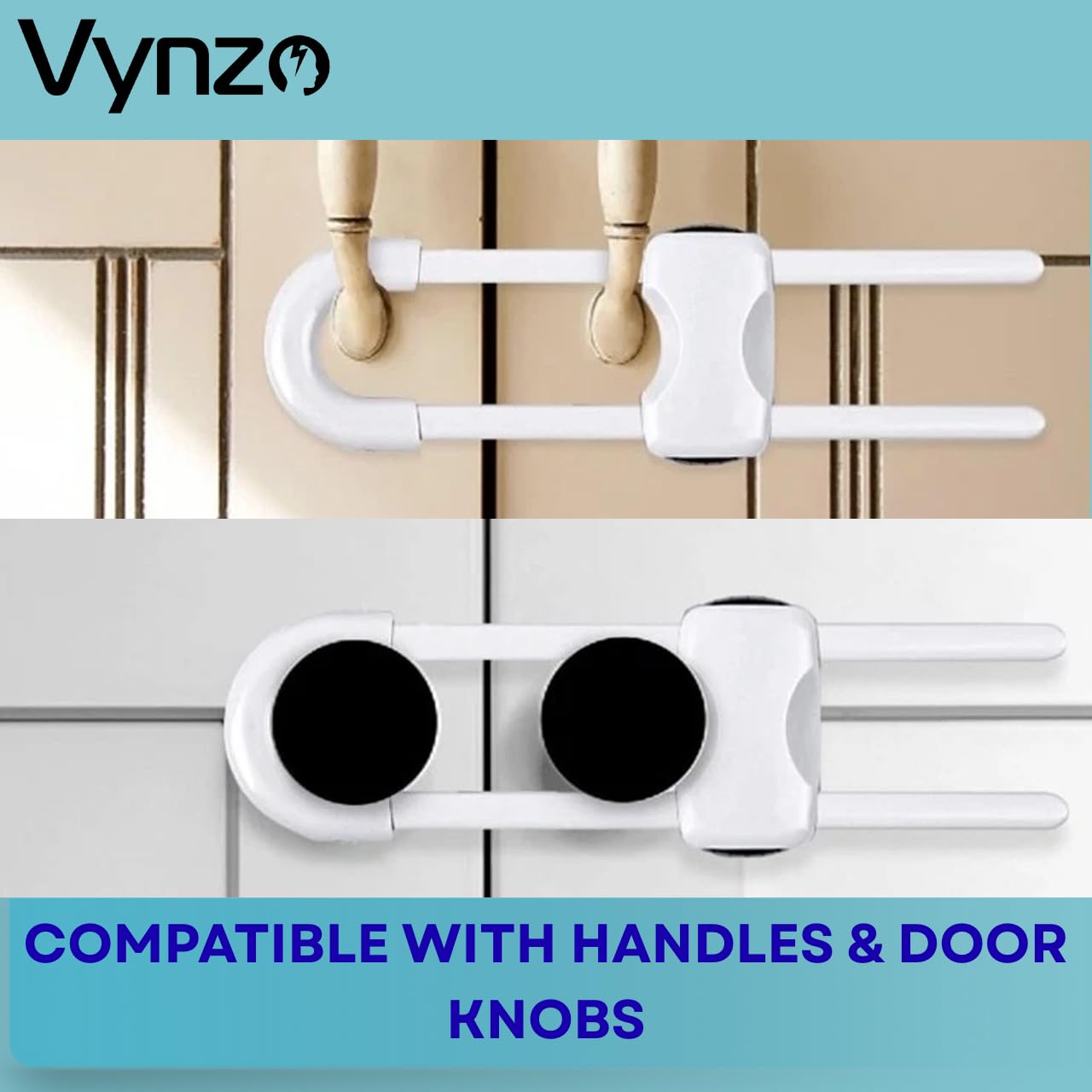 VYNZO cabinet locks no-drill installation simplifies safe setup in seconds.