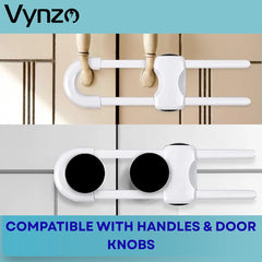 VYNZO cabinet locks no-drill installation simplifies safe setup in seconds.