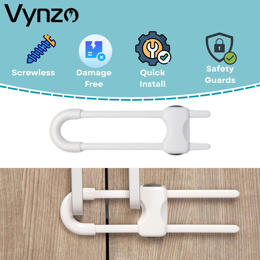 VYNZO cabinet locks pack-of-12 value for comprehensive babyproofing.