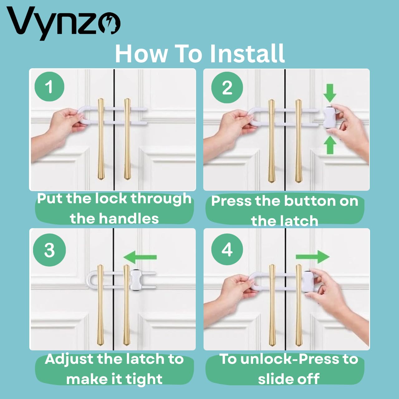 VYNZO cabinet locks soft edges minimize snagging and pinch risks.