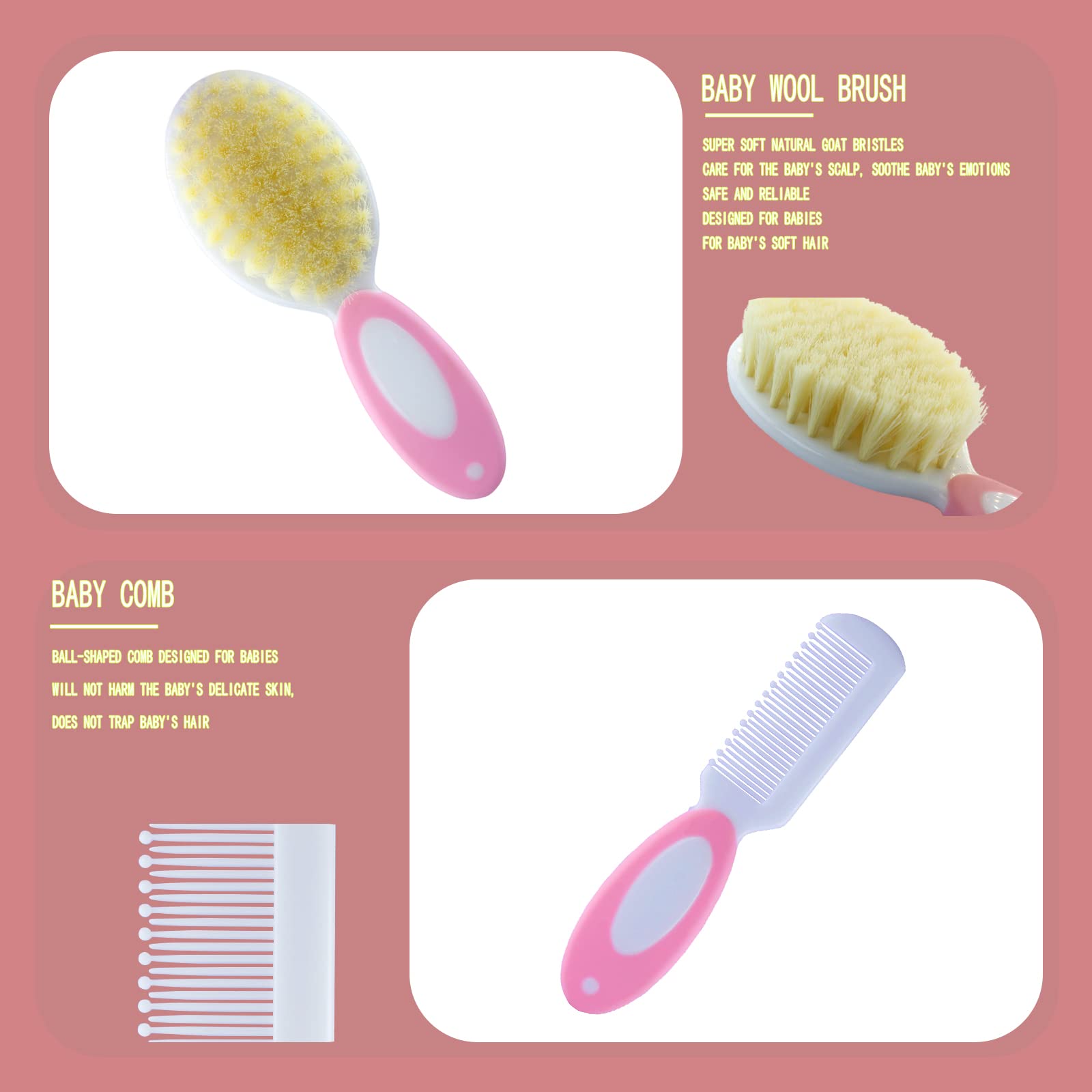 VZAYQUPXY baby brush uses soft goat bristles for gentle scalp care.
