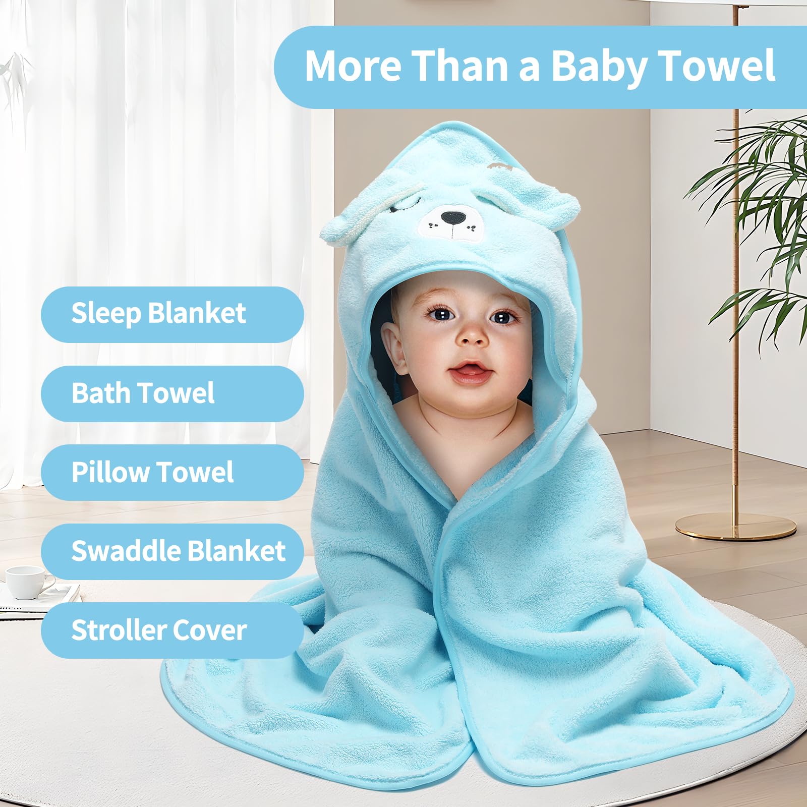 VZZNN 3-pack hooded towels in gray emphasize warm, cozy bath time and skin-friendly softness