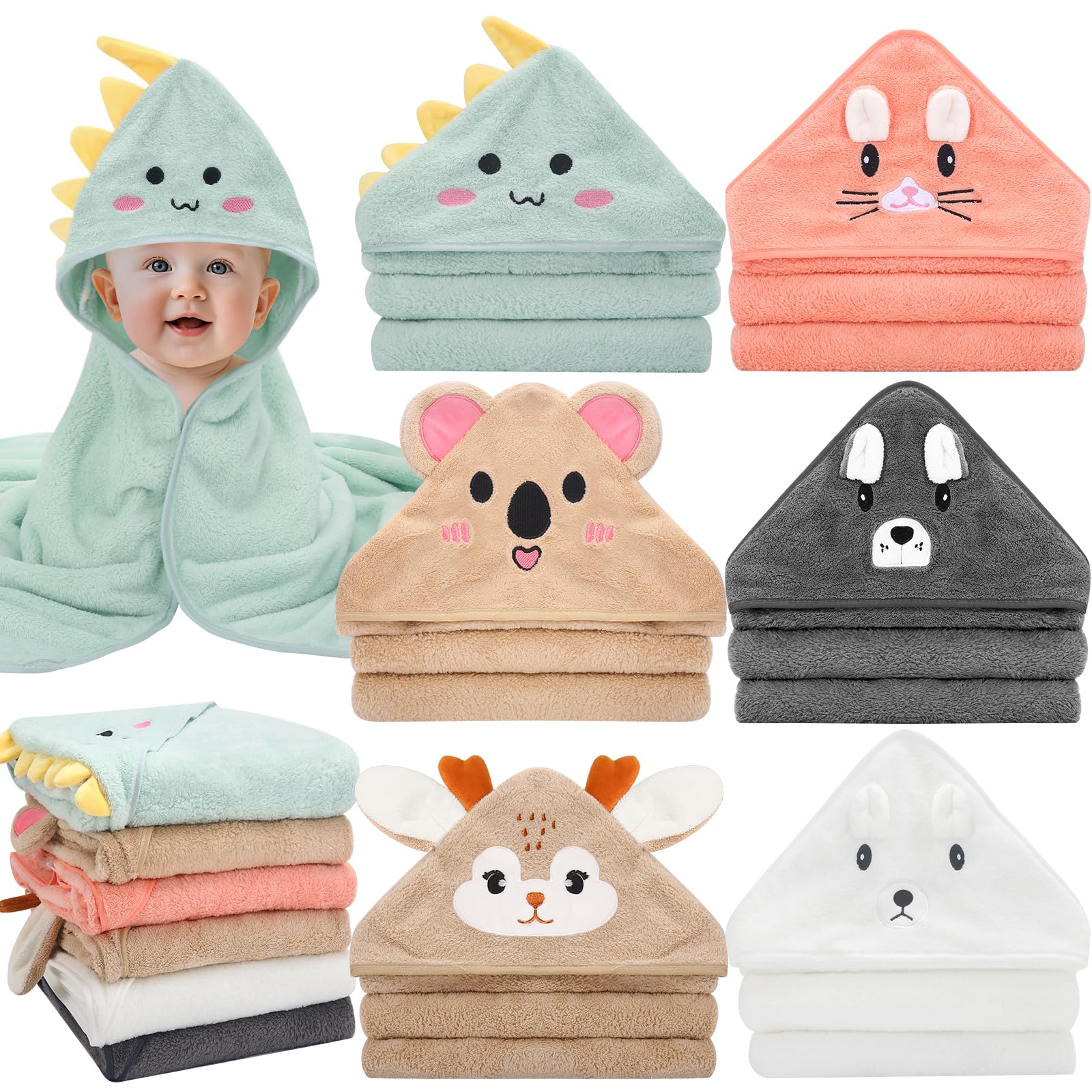 VZZNN baby hooded towel pack for newborns offers cozy warmth and easy post-bath drying.