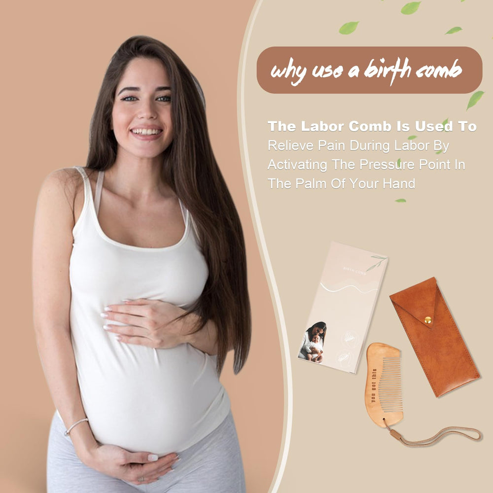 VZZNN birthing comb supports acupressure-inspired relief during contractions.