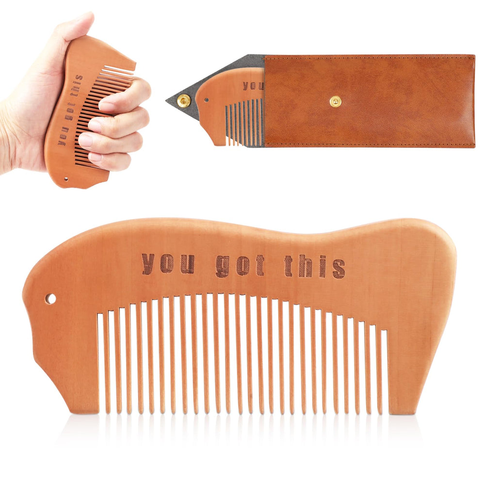 VZZNN birthing comb closeup shows mahogany wood and smooth finish for gentle labor support.