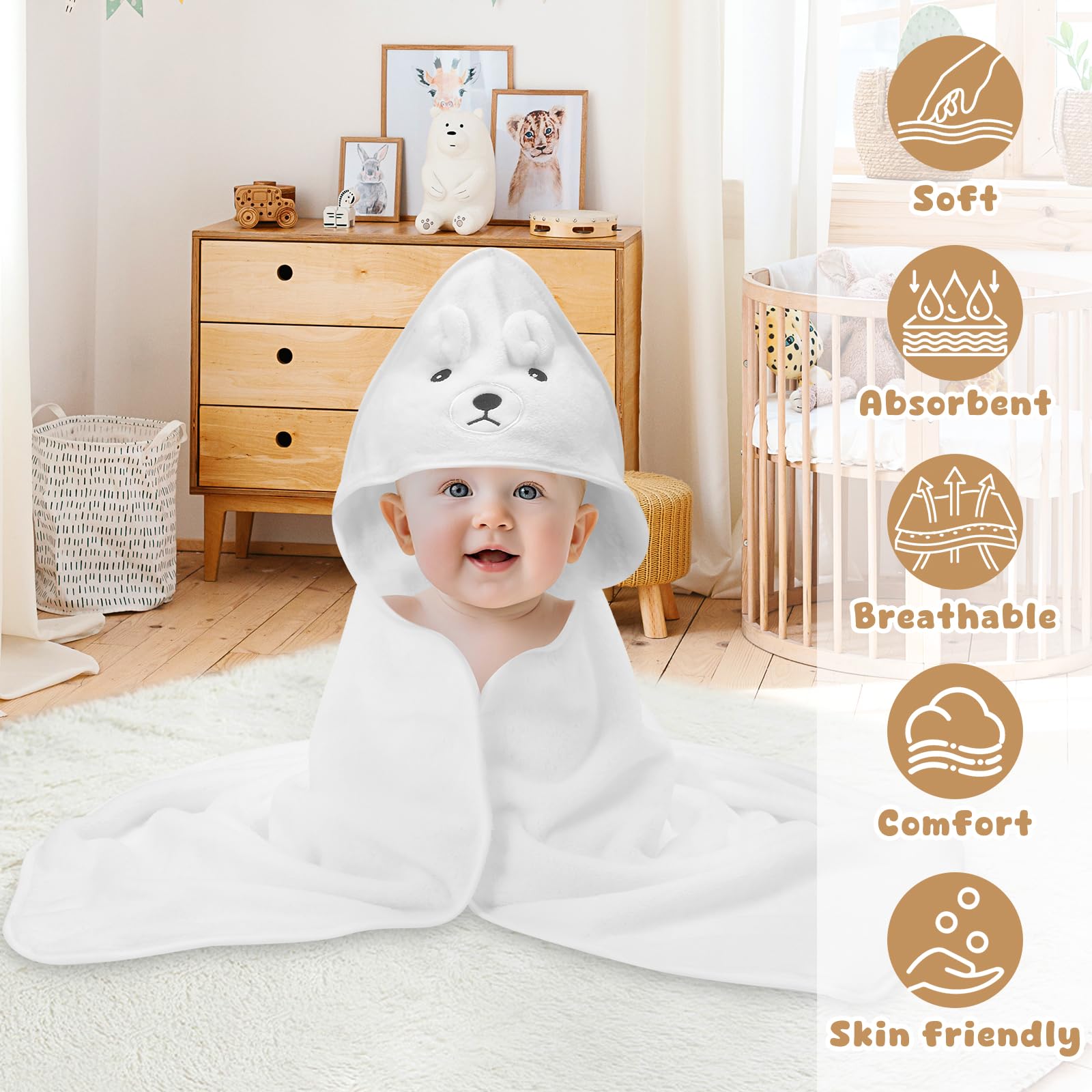 VZZNN hooded towel koala encourages playful bath time and dry warmth.