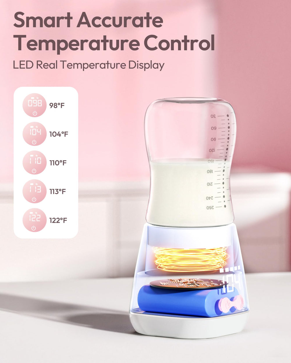 w-maxa glass bottle included for immediate warm milk on the go
