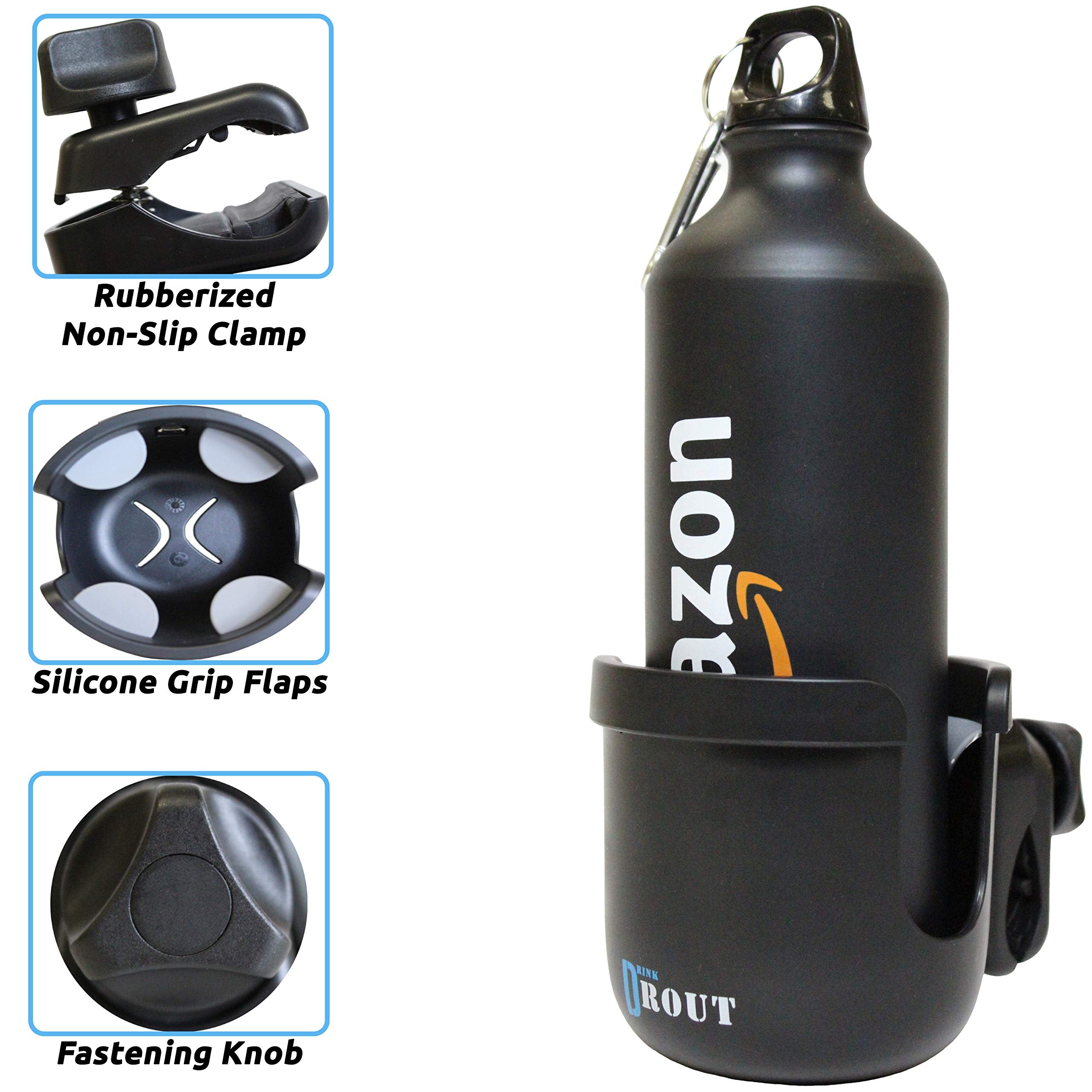 W4W universal stroller cup holder 360-degree swivel enables flexible attachment to awkward shapes.